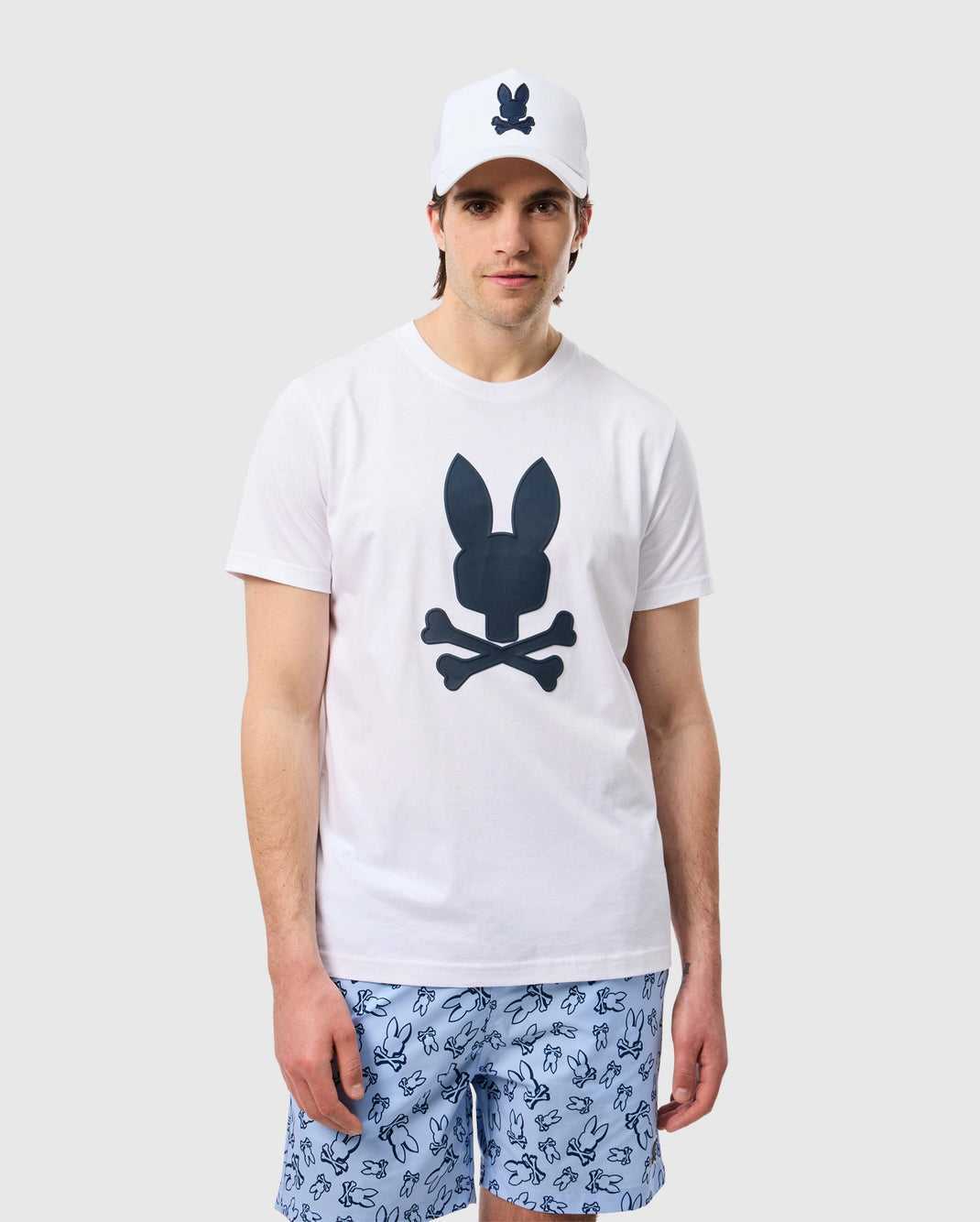 T Shirt Graphique Psycho Bunny Houston Graphic Tee Blanche Homme | SET-33742457